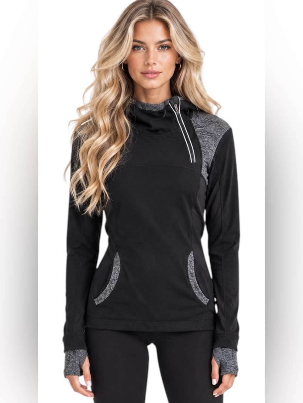 Lululemon Run - Resolution 1/4 Zip Pullover Hoodie – Black Gray – Sz. 12